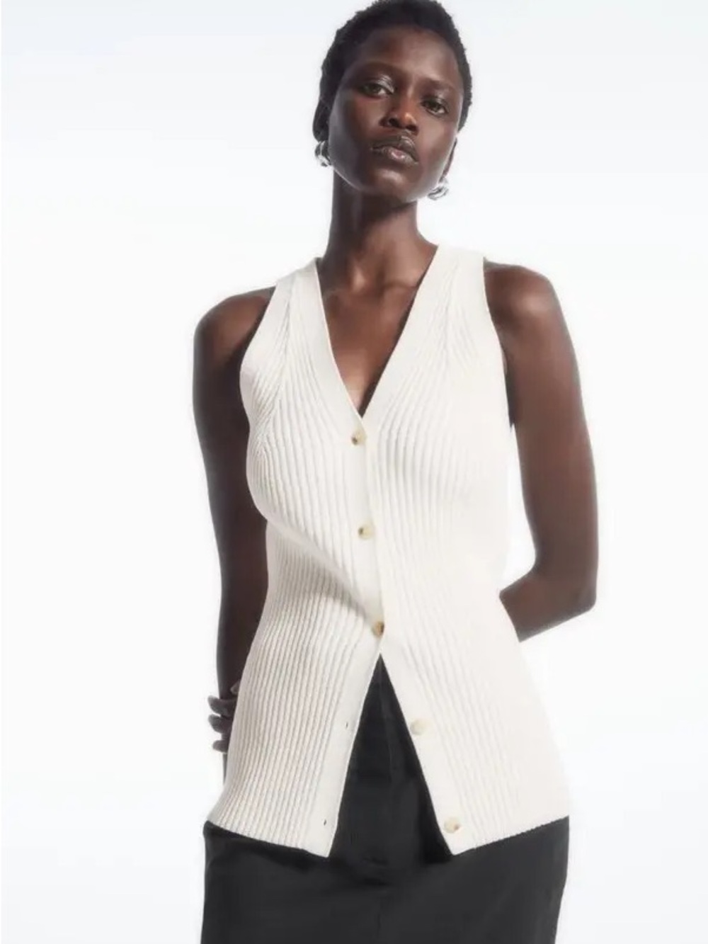 COS rib-knit v-neck vest